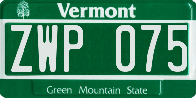 VT license plate ZWP075