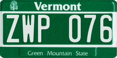 VT license plate ZWP076