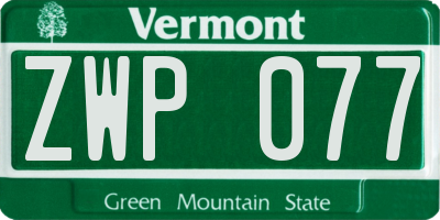 VT license plate ZWP077