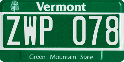 VT license plate ZWP078