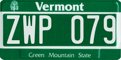 VT license plate ZWP079