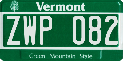 VT license plate ZWP082