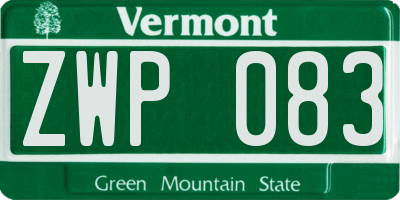 VT license plate ZWP083