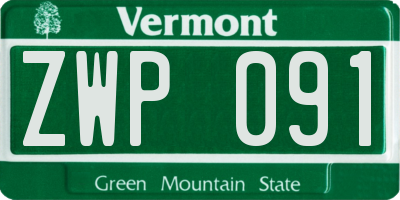 VT license plate ZWP091