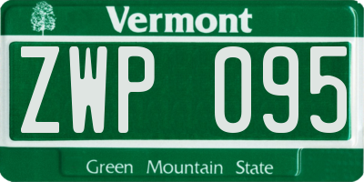 VT license plate ZWP095