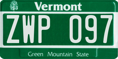 VT license plate ZWP097