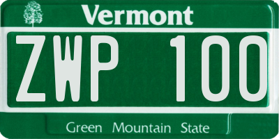 VT license plate ZWP100