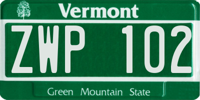 VT license plate ZWP102