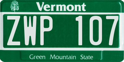 VT license plate ZWP107