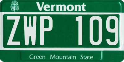 VT license plate ZWP109