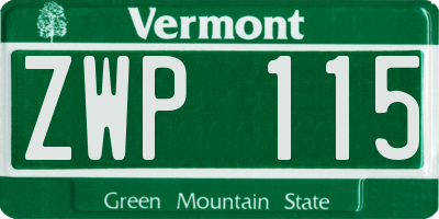 VT license plate ZWP115