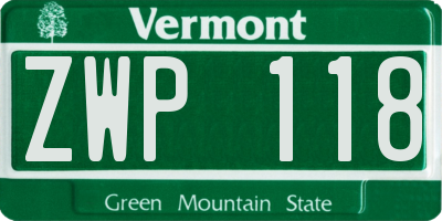 VT license plate ZWP118