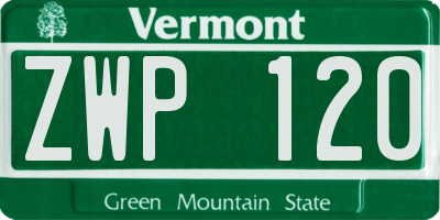 VT license plate ZWP120