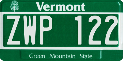 VT license plate ZWP122