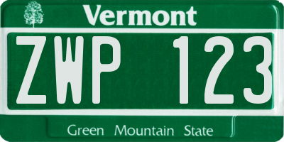 VT license plate ZWP123