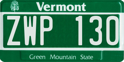 VT license plate ZWP130