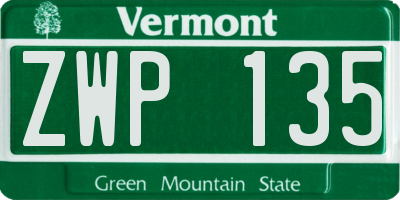 VT license plate ZWP135