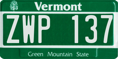 VT license plate ZWP137