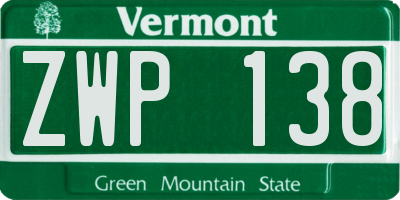 VT license plate ZWP138