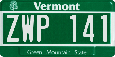 VT license plate ZWP141