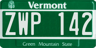 VT license plate ZWP142