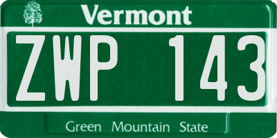 VT license plate ZWP143