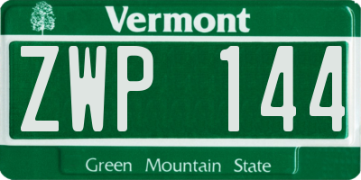 VT license plate ZWP144