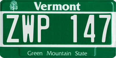 VT license plate ZWP147