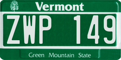 VT license plate ZWP149