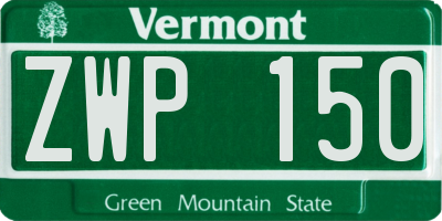 VT license plate ZWP150