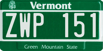 VT license plate ZWP151