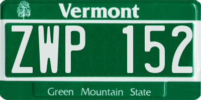 VT license plate ZWP152