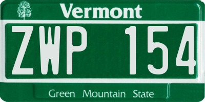 VT license plate ZWP154