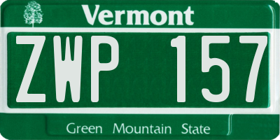 VT license plate ZWP157