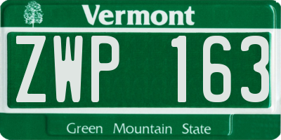 VT license plate ZWP163