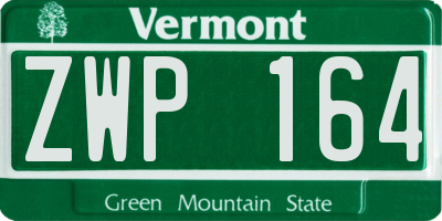 VT license plate ZWP164
