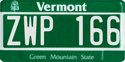 VT license plate ZWP166