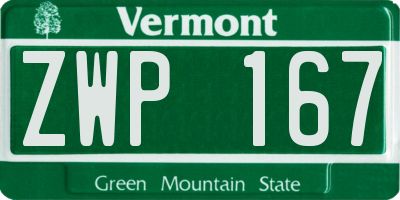 VT license plate ZWP167