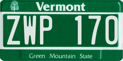 VT license plate ZWP170