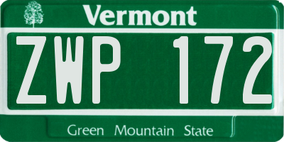 VT license plate ZWP172