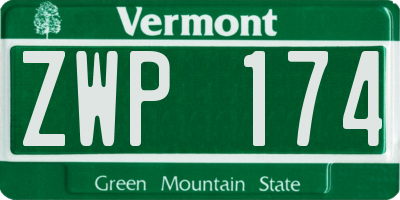 VT license plate ZWP174