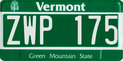 VT license plate ZWP175