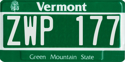 VT license plate ZWP177
