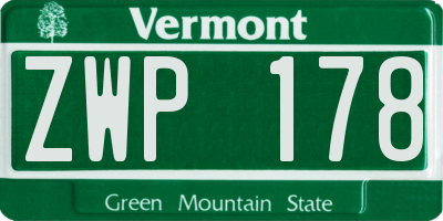 VT license plate ZWP178