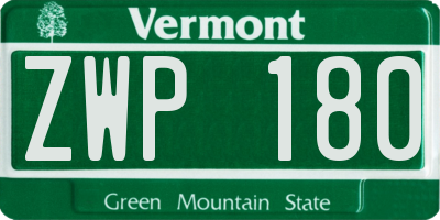 VT license plate ZWP180