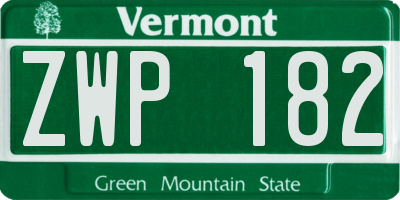 VT license plate ZWP182