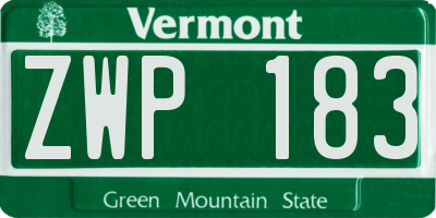 VT license plate ZWP183