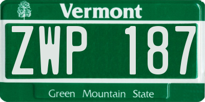 VT license plate ZWP187