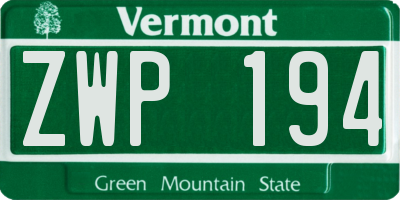 VT license plate ZWP194