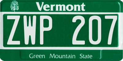 VT license plate ZWP207